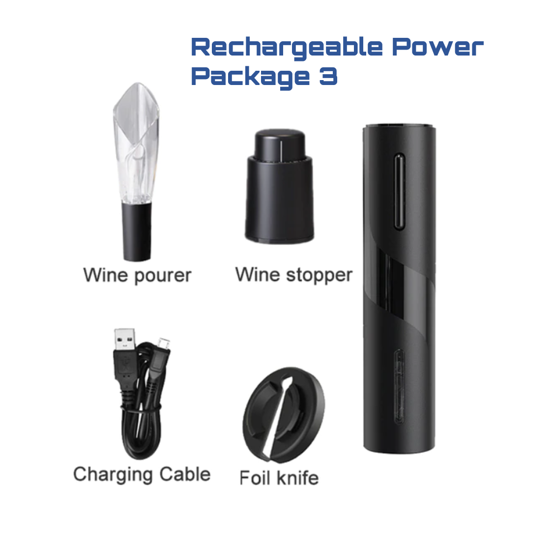 Ergonomic Rechargeable Electric Wine Bottle Opener Set