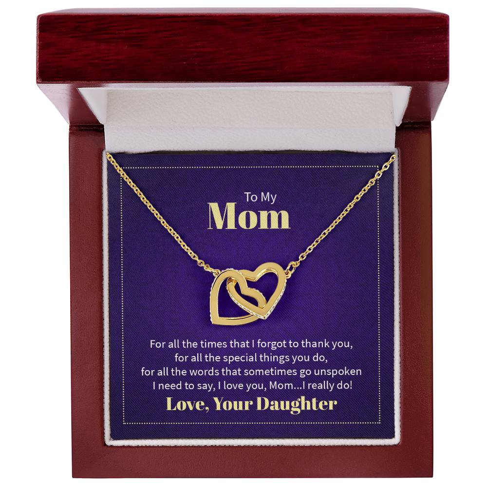 Interlocking Hearts Necklace - For Mom From Daughter