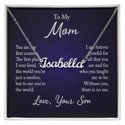 Custom Name Necklace w/ Message Card - For Mom From Son