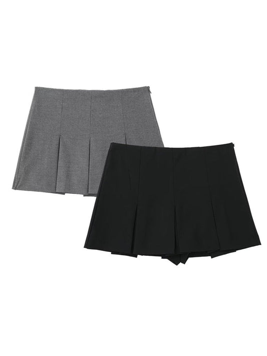 High Waist Wide Pleats Shorts Skirts