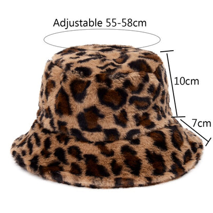 Fluffy Leopard  Bucket Hats