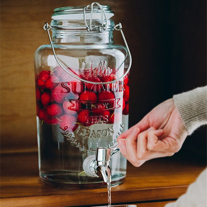 Retro Embossed Beverage Dispenser Jar
