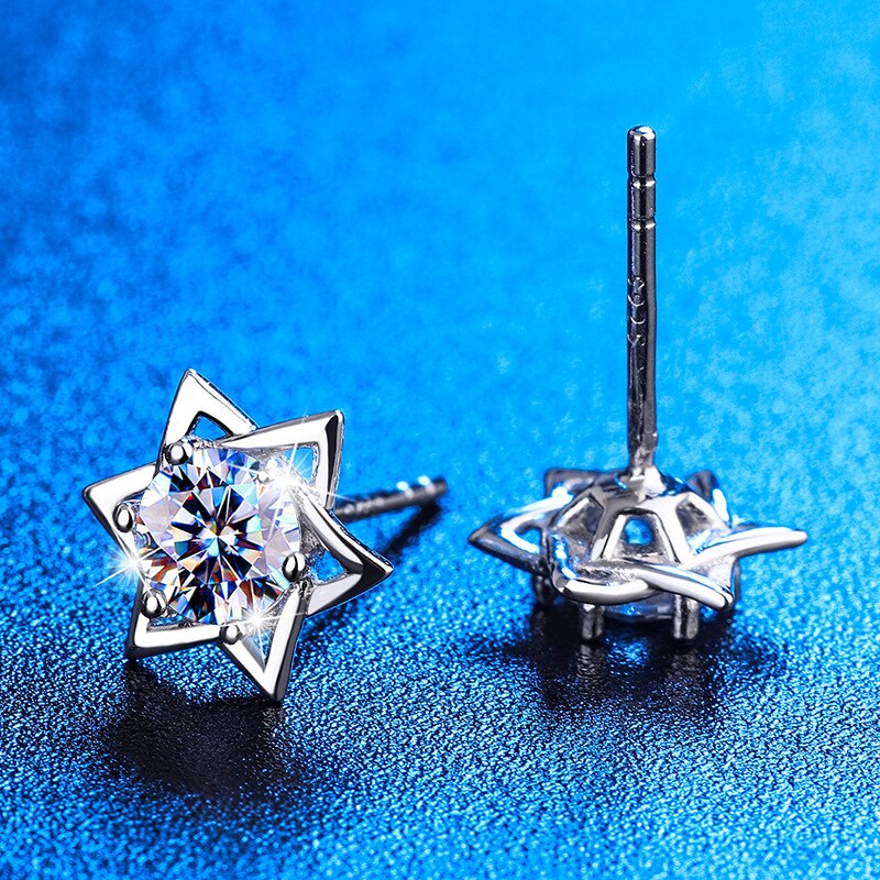 Hexagram Moissanite Stud Earrings