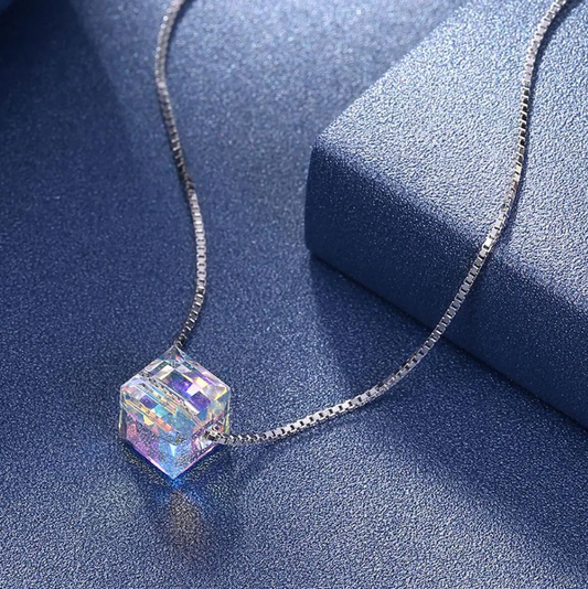 Crystals Aurora Cube Necklace