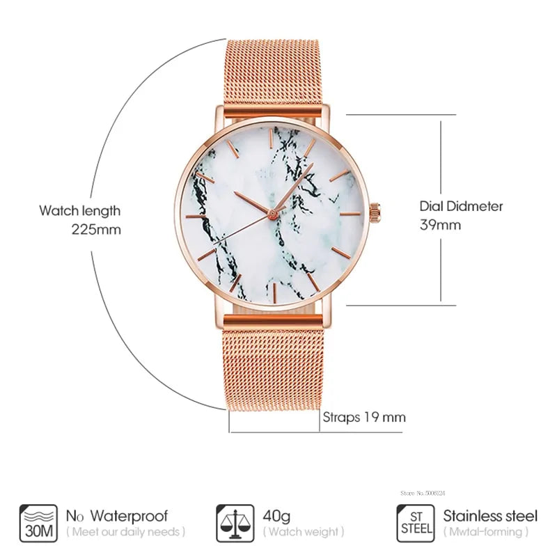 Mesh Band Marble Watch