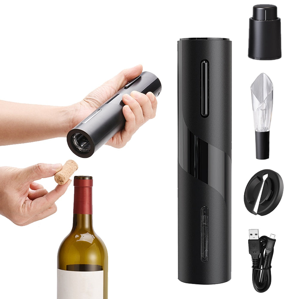 Ergonomic Rechargeable Electric Wine Bottle Opener Set